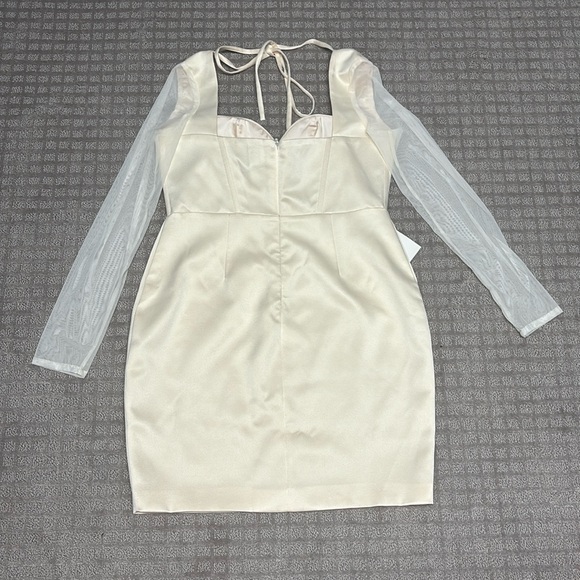 Miss Circle Beige Satin Mesh Long Sleeve Corset Dress XL - Picture 8 of 11